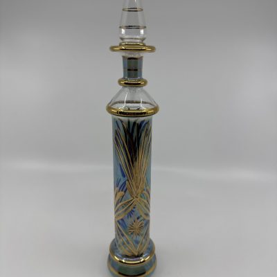 Vintage Tall Egyptian Blown Glass Scent Perfume Bottle & Stopper 10.5" tall