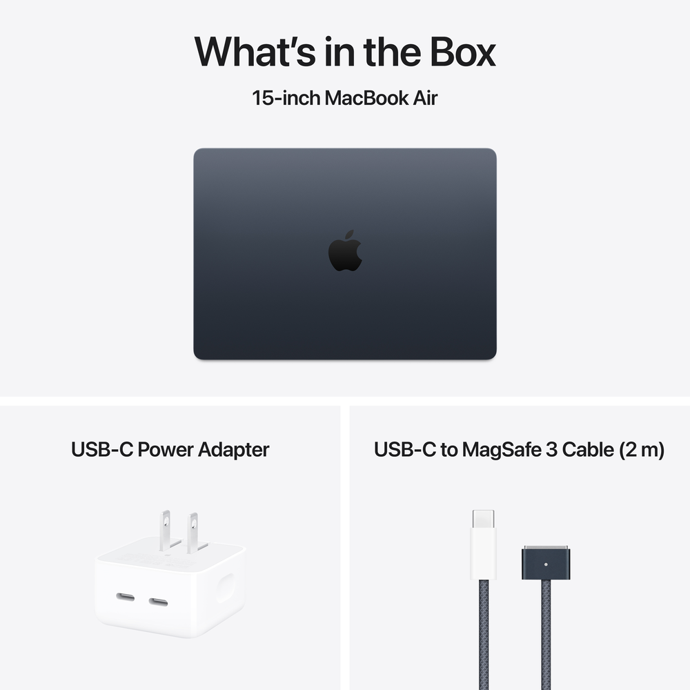 New MacBook Air 15-inch: M4, 16GB, 256GB - Midnight | Mac-Ave